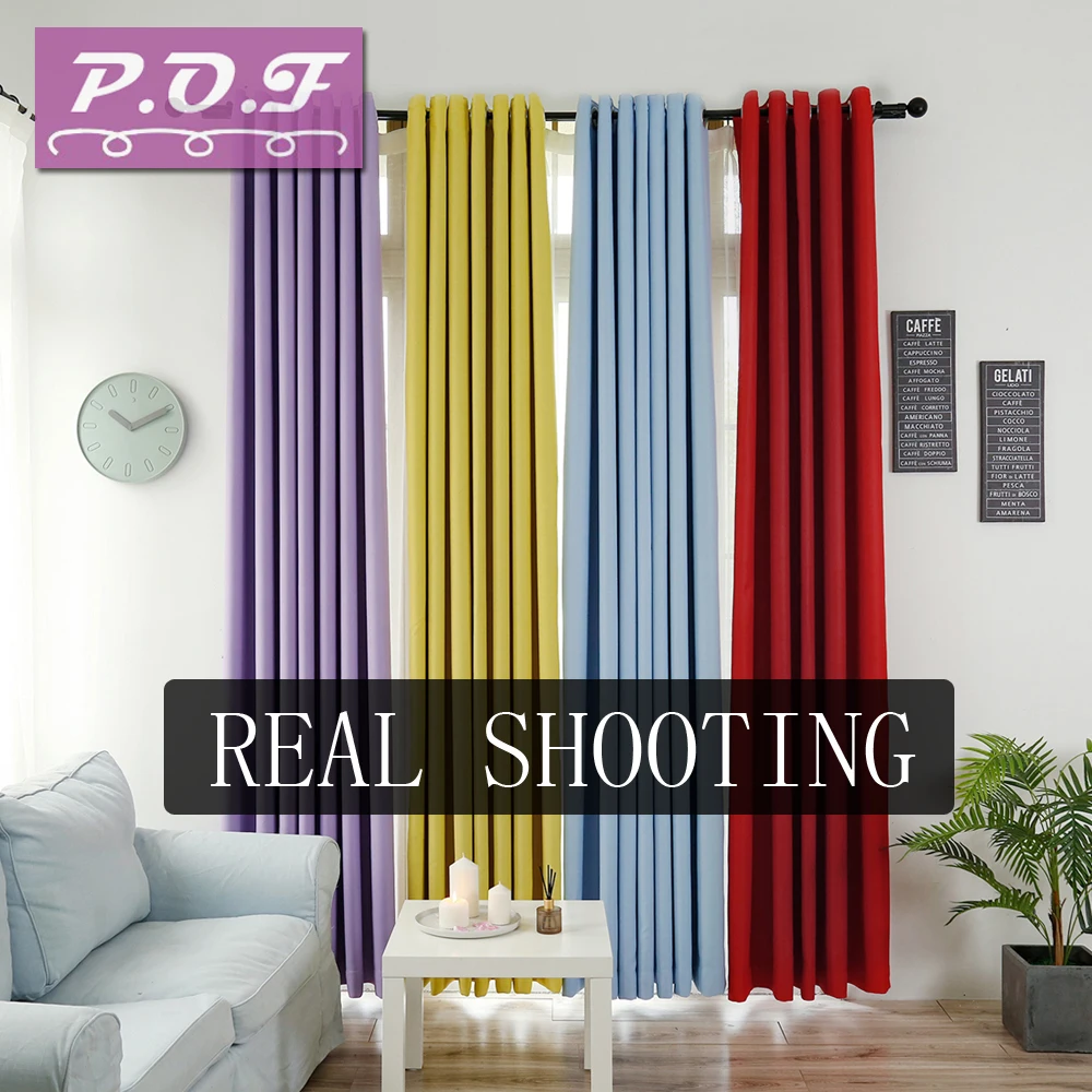 P.O.F Curtains For Living Room Two sided Matte Solid Color Blackout curtain Simple Modern Window