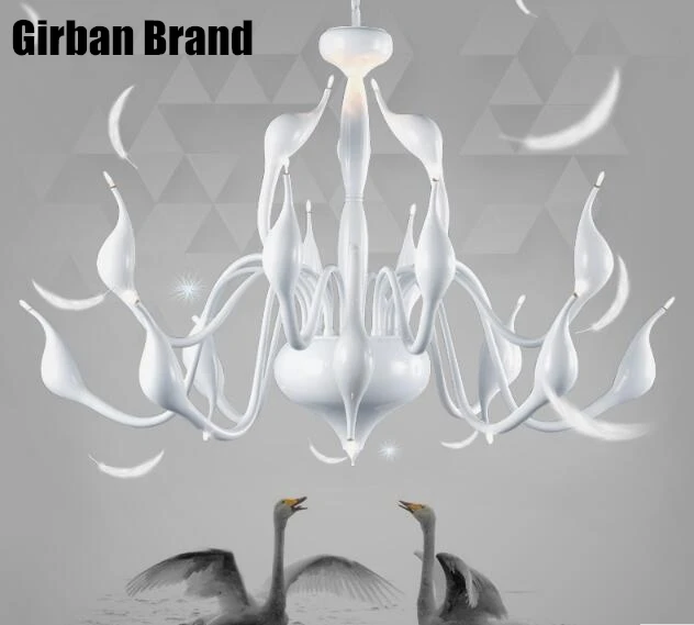 

Girban Brand Modern Decoration G4 Lighting European Swan Chandeliers Candle Crystal LED Ceiling Chandelier Bedroom Living Room