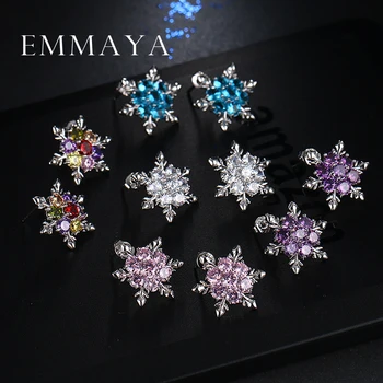

Emmaya 2017 Ladies Crystal Snow Flake Bijoux Statement Stud Earrings For Women Earring Fashion Jewelry Free Shipping