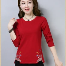 Большие размеры футболка с длинным рукавом Для женщин футболка хлопковая Футболка Femme Повседневное Футболка с принтом Для женщин топы Poleras Camisetas Mujer