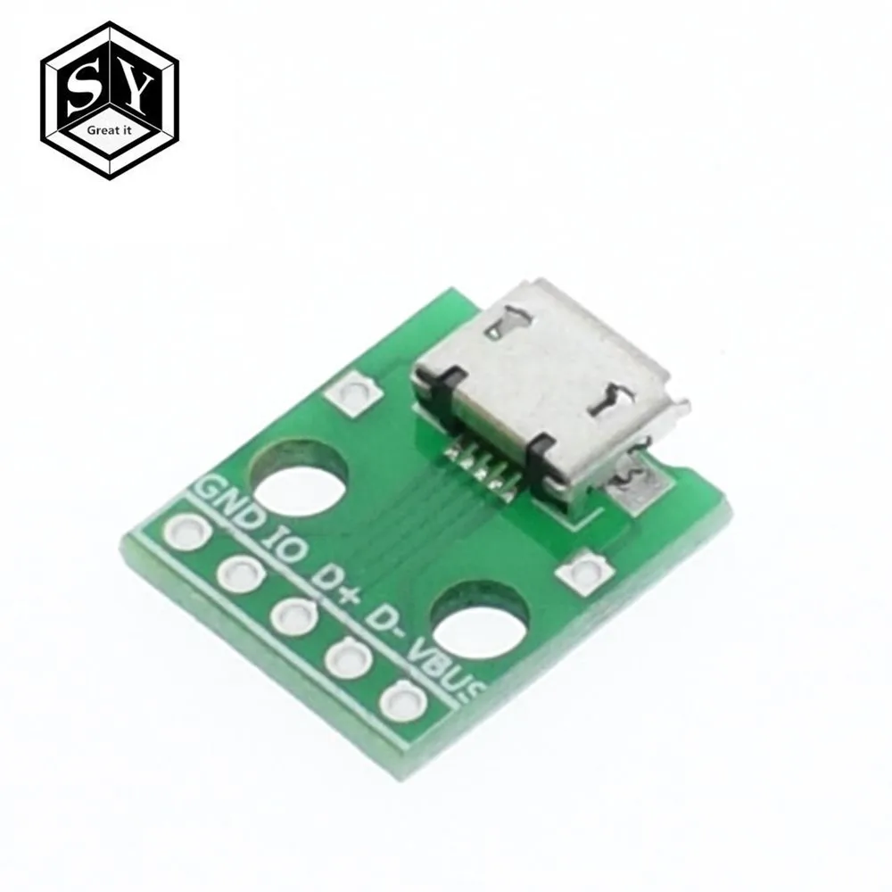 

10PCS USB Male Connector / MINI MICRO USB to DIP Adapter 2.54mm 5pin Female Connector B Type USB2.0 Female PCB Converter USB-01