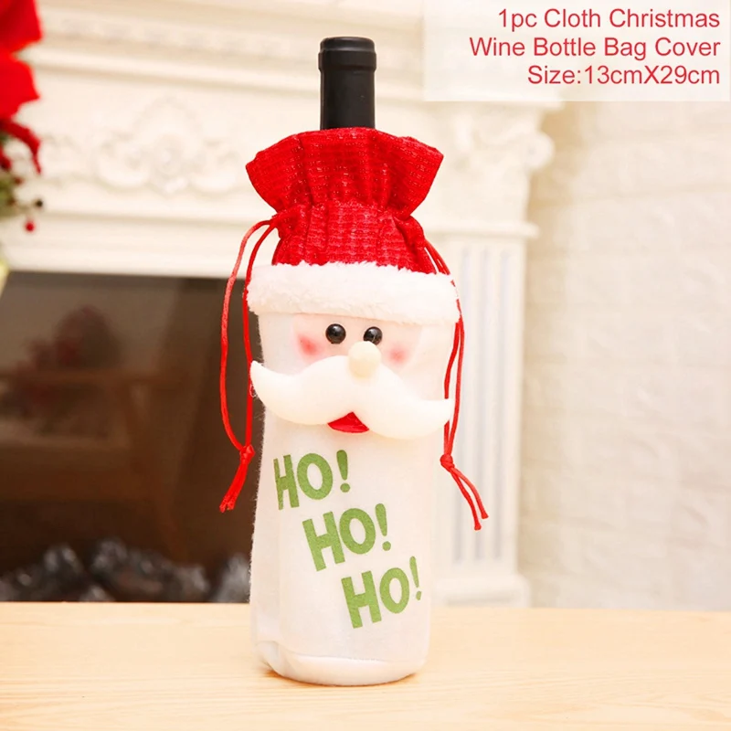 FengRise рождественские украшения для дома Санта Клаус крышка бутылки вина снеговик чулок держатели для подарков Рождество Navidad декор год - Цвет: wine bottle set 15