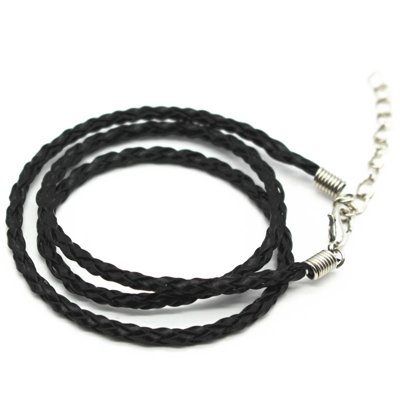 100PCS/Lot Manual Making Findings 18" Black Braided Leather Necklace