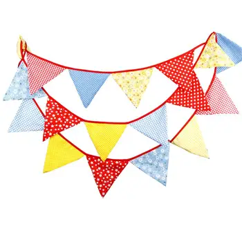 

Cotton Fabric Party Flags Background Hanging For Birthday Party Decoration Kids Birthday Pennant Garland Banner