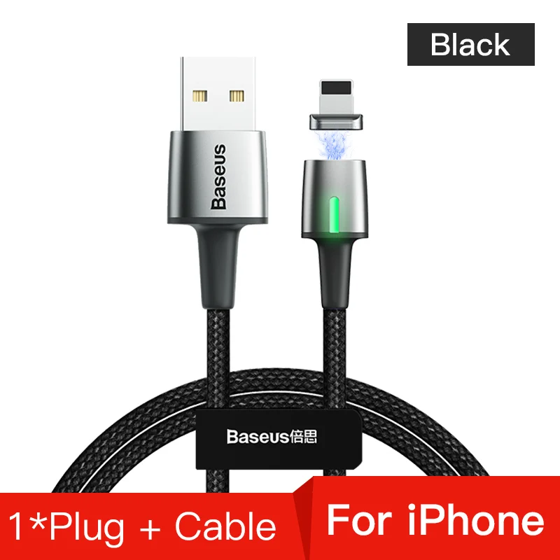 Магнитный зарядный usb-кабель Baseus для iPhone XR Xs Max быстрое зарядное устройство samsung S10 huawei P30 USB type C светодиодный кабель Micro usb - Цвет: Black for iPhone