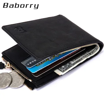 

New Design Men Wallets Dollar Price With Coin Bag Zipper Small Money Purses Wallets Men England Style PU Nubuck Top Thin Wallet
