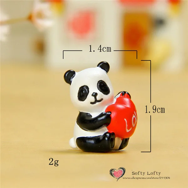 Cute Panda Mini figures pvc toys 6pcs - Love Heart
