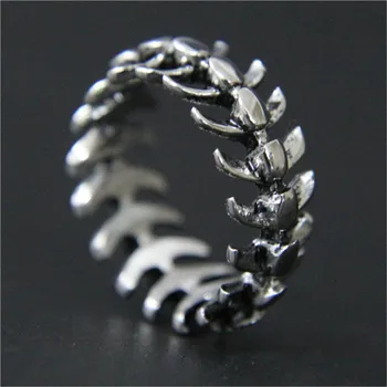 

1pc Support Drop Ship Cycle Fish Bone Ring 316L Stainless Steel Jewelry Men Boys Punk Cool Ring