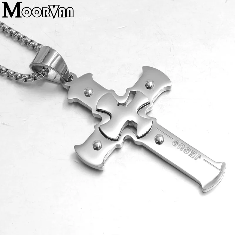 Ожерелье с подвеской Moorvan Crucifix для мужчин ожерелье из нержавеющей стали в виде