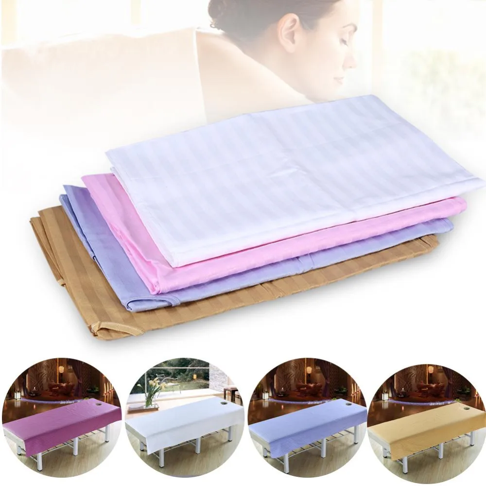 1PCs Soft Cotton Stripe Massage Bed Sheets Beauty Salon Dedicated Body