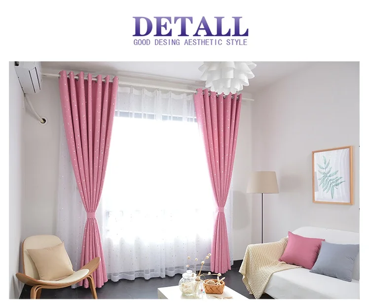 Современные Блестящие шторы со звездами для гостиной, оконные шторы для спальни, синие/розовые шторы для детей, тканевые готовые шторы и 2