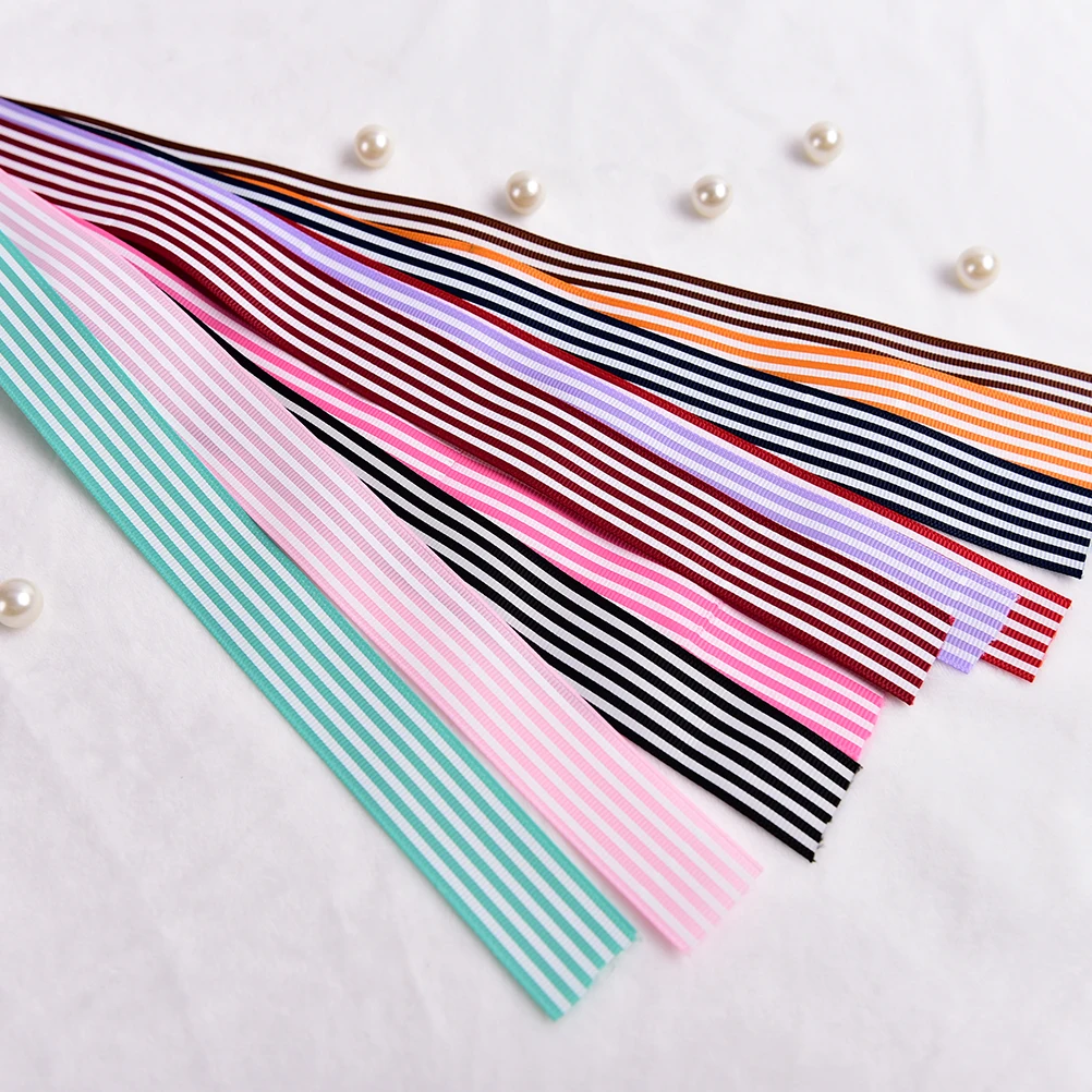 

1'' (25mm)MultiColor and White Stripe grosgrain ribbon printed gift wrap ribbon decoration ribbons