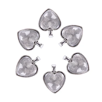 

6pcs/lot 25mm Heart Cabochon Settings Plated Pendants Bezel Trays Base Fit 25mm Glass DIY Necklace Making Supplies