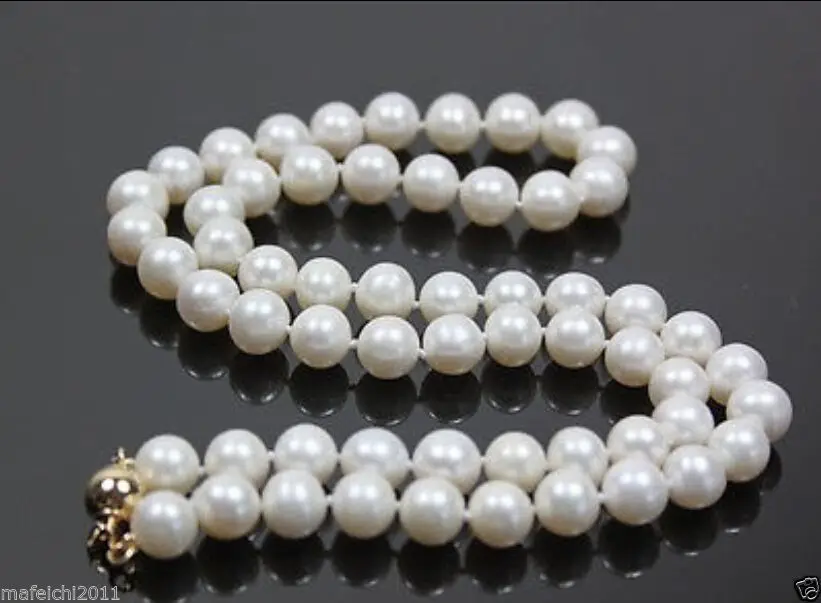 

Free Shipping >> Stunning!AAA 9-10mm White Round Akoya Cultured Pearl Necklace 18