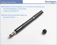 red laser Kensington Original Wireless Bluetooth 4.0 Remote Red Laser Pen Presenter and Media Player Tablet Stylus for PPT Keynote K72448 (5)