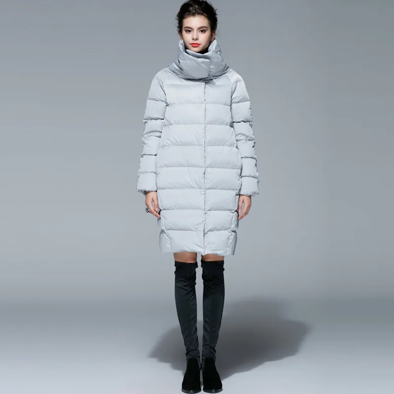 

clothing collar stand winter down jacket ms thickening big yards long down jacket in Europe and the United States