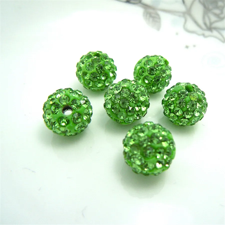100pcs 10MM Light Green Color Austria Beads Crystal Disco Ball Beads