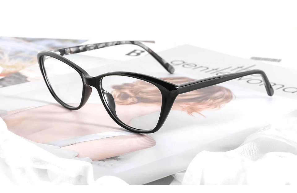 Acetate Women Eyeglasses Frame Transparent Myopia Black Cat Eye Glasses Frames Fashion Trend For Women#LS8048