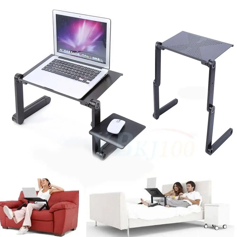 Protable Foldable Aluminum Laptop Notebook Desk Table Mouse Tray