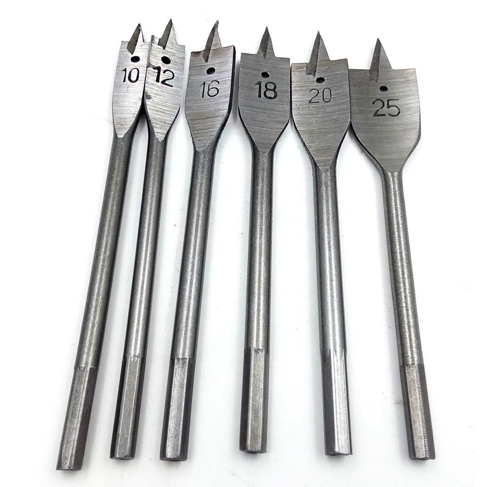 GOXAWEE 6pcs Power Drill Spade Bits Set DIY Assorted Sizes Wood Flat