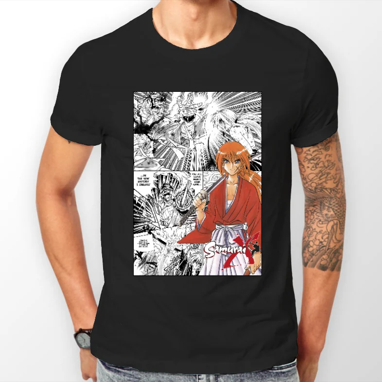 

Rurouni Kenshin Manga Strip Samurai X Anime Unisex Tshirt T-Shirt Tee ALL SIZES 100% Cotton Short Sleeves Tee Shirts