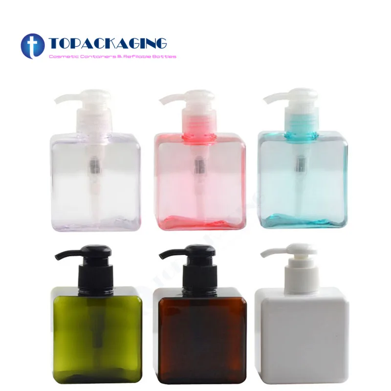 20PCS*250ML Lotion Pump Bottle Square Plastic Refillable Shampoo Packing Empty Cosmetic Container Shower Gel Essence Oil Sample 30pcs 100ml blue square plastic screw cap bottle empty shampoo cosmetic container makeup shower gel essence oil refillable pack