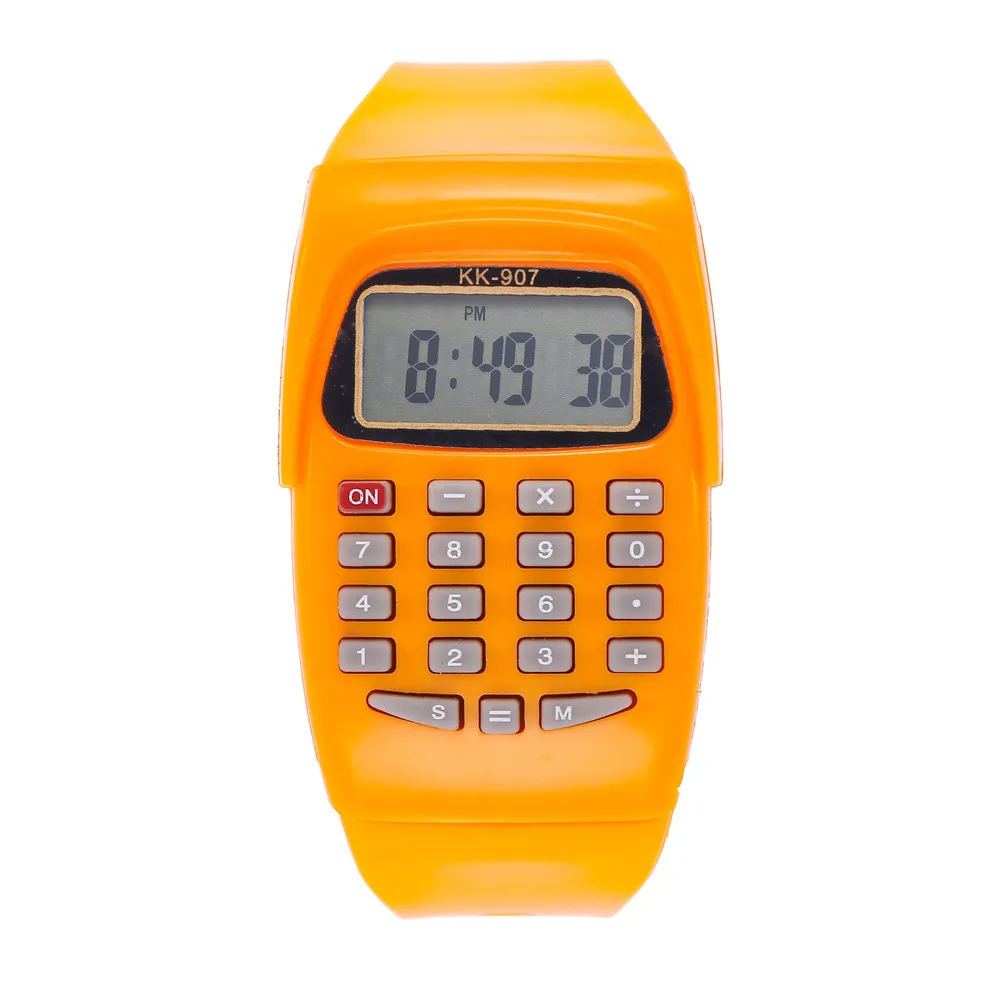 Светодиодный калькулятор, цифровые детские часы для мальчиков и девочек, Спортивные кварцевые аналоговые Мужские наручные часы, модные Saat, повседневные часы, Relogio - Цвет: orange