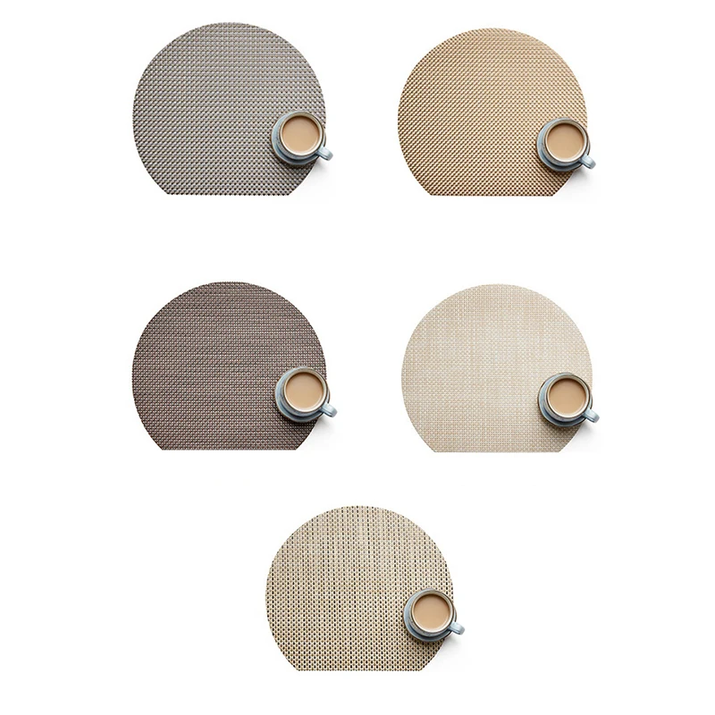 Semicircle PVC Tablecloth Environmentally Friendly Placemat for Dining Table Pad for Western Food Steak Plate Mat Home Coaster