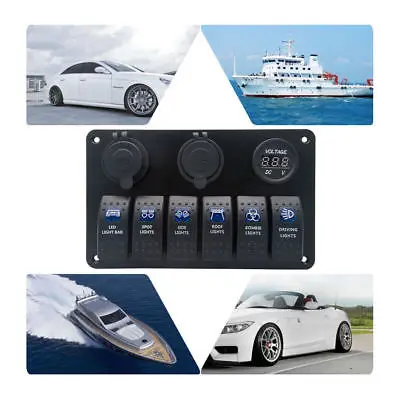 6 банд синий светодиодный кулисный переключатель панель автоматический выключатель USB для автомобиля RV лодка морской черный