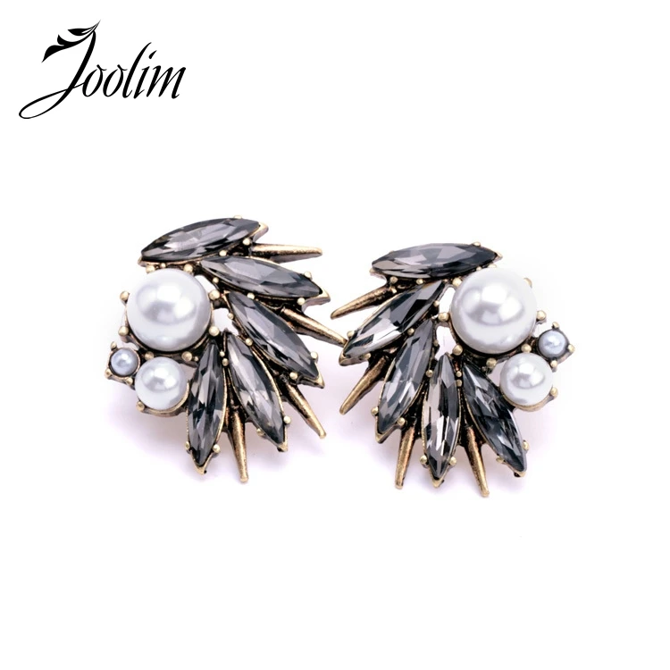 

JOOLIM Jewelry Wholesale/ Vintage Crystal Pearl stud Earring Accessories Jewelry Free Shipping