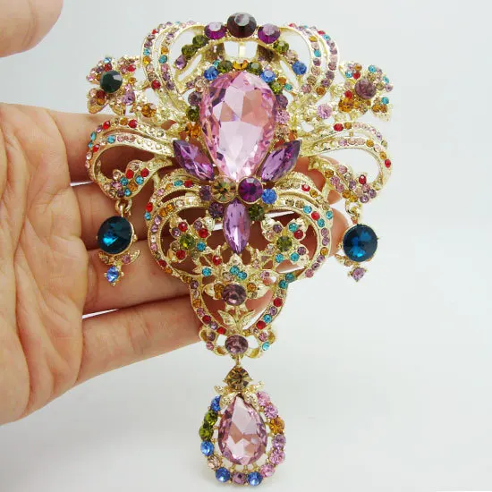 Huge Fashion Luxurious Decorative Flower drop Brooch Pin Color