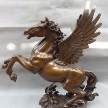 Xd 002059 2" Народная Китайский Чистая Бронзовый Год Зодиака Легенда Фэншуй Fly Uo Конная Статуя