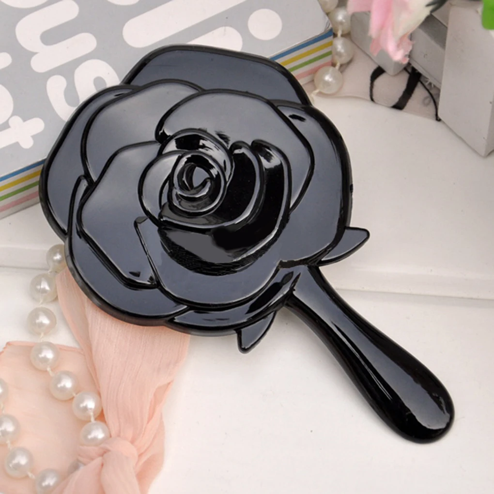 Черное розовое стильное портативное косметическое зеркало с ручкой круглое туалетное стекло косметическое зеркало