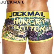 Бренд jockmail сексуальные мужские трусы боксеры шорты сексуальные игривые печатные мужские трусы cuecas пестрые трусы нижнее белье