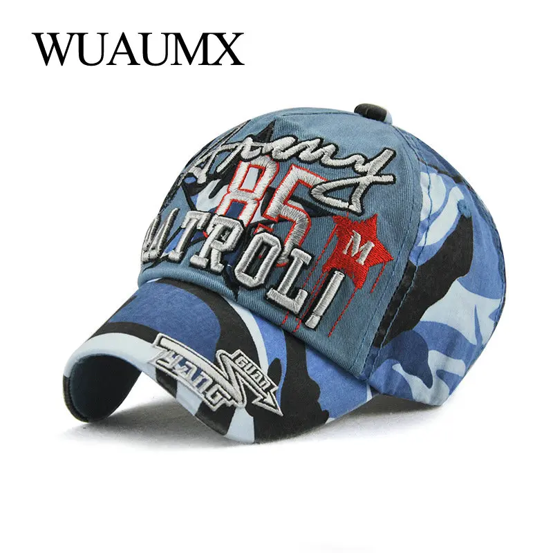 Wuaumx Новая летняя детская бейсболка камуфляжная хлопковая изогнутая