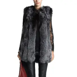 Лиза колли Новое поступление зимние женские импортные пальто куртки меховые жилеты высокого качества искусственный мех пальто лисий мех