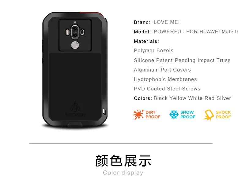 LOVE MEI Life водонепроницаемый металлический чехол для телефона для HUAWEI mate 8 9 mate Magic 9 Pro P7 P9 Plus Phone 3 Proof Cover