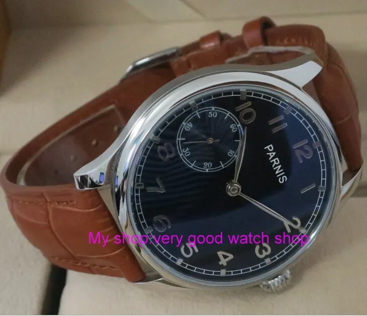 

44mm PARNIS Black dial Asian 6497 / ST3600 Gooseneck Mechanical Hand Wind men's watch Mechanical watches 189