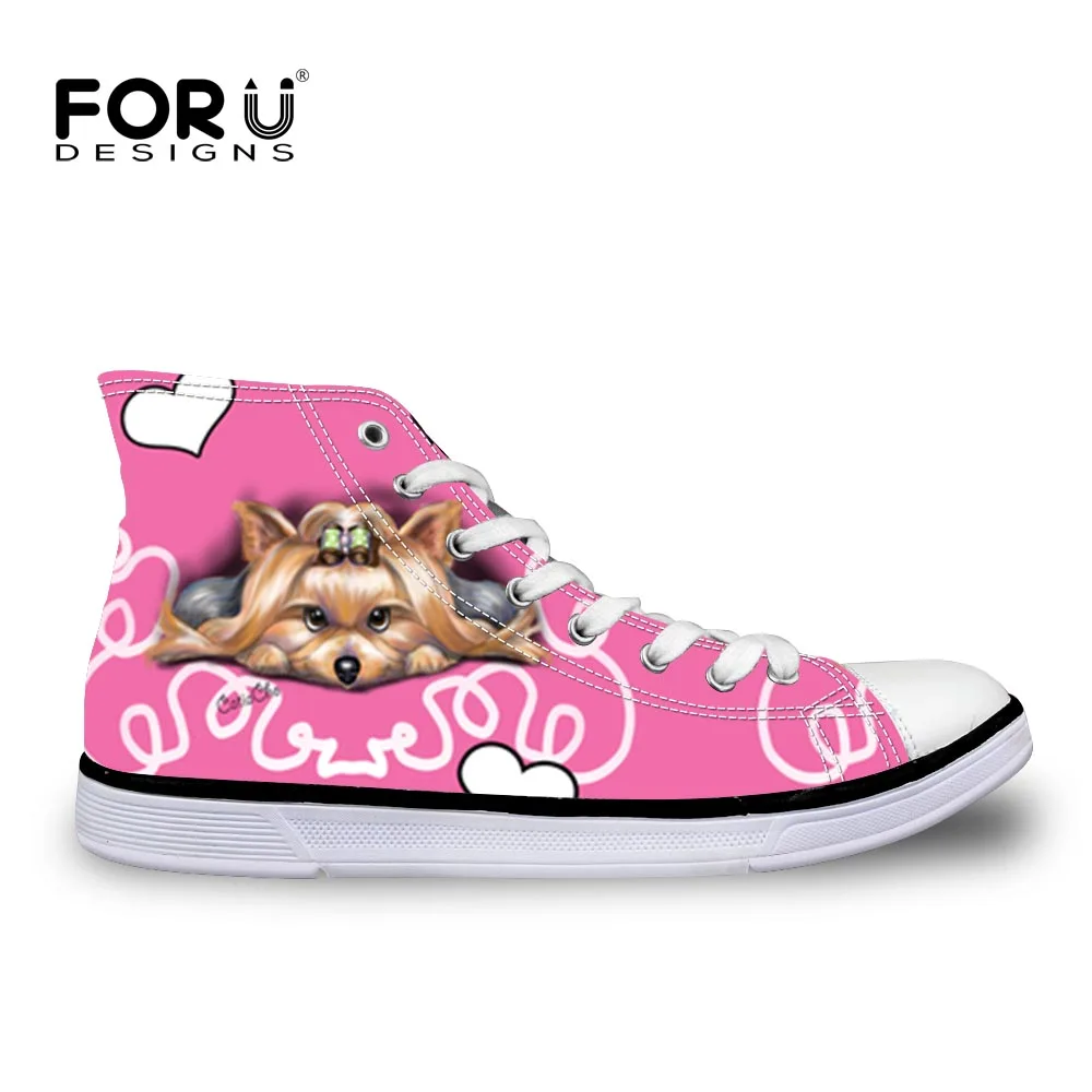 

FORUDESIGNS 2018 Women Vulcanize Shoes Sweet Heart Yorkie Printed Casual Sneakers Fashion Canvas Flats Zapatos vulcanizados New
