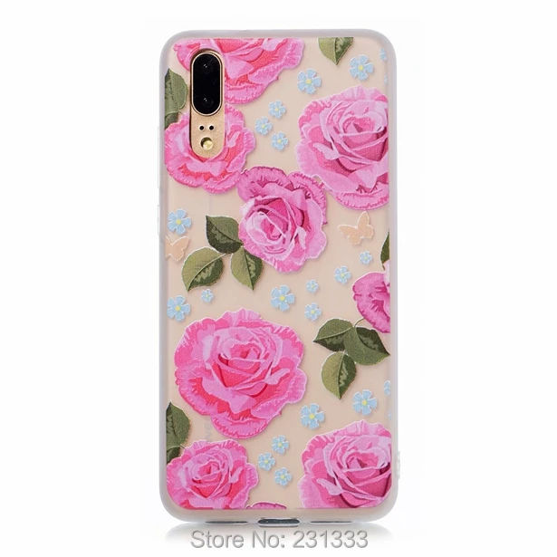 Мягкий ТПУ чехол с мультяшным цветком c ku для Huawei P20 PRO P8 LITE 2017 P Smart Butterfly Bird Relief Oil GEL