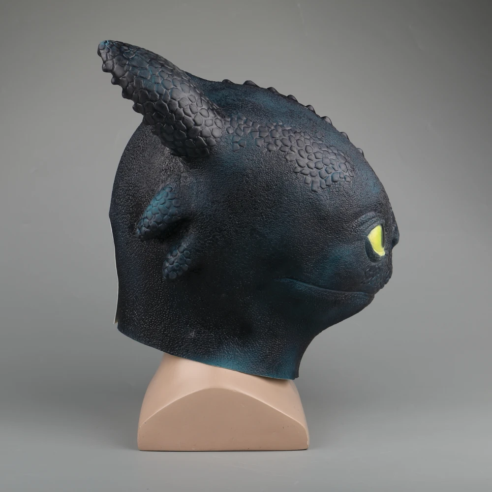 2019 Movie How To Train Your Dragon 3 The Hidden World Toothless Cosplay Face Masks Full Head Latex Black Adult Helmet Halloween (7)
