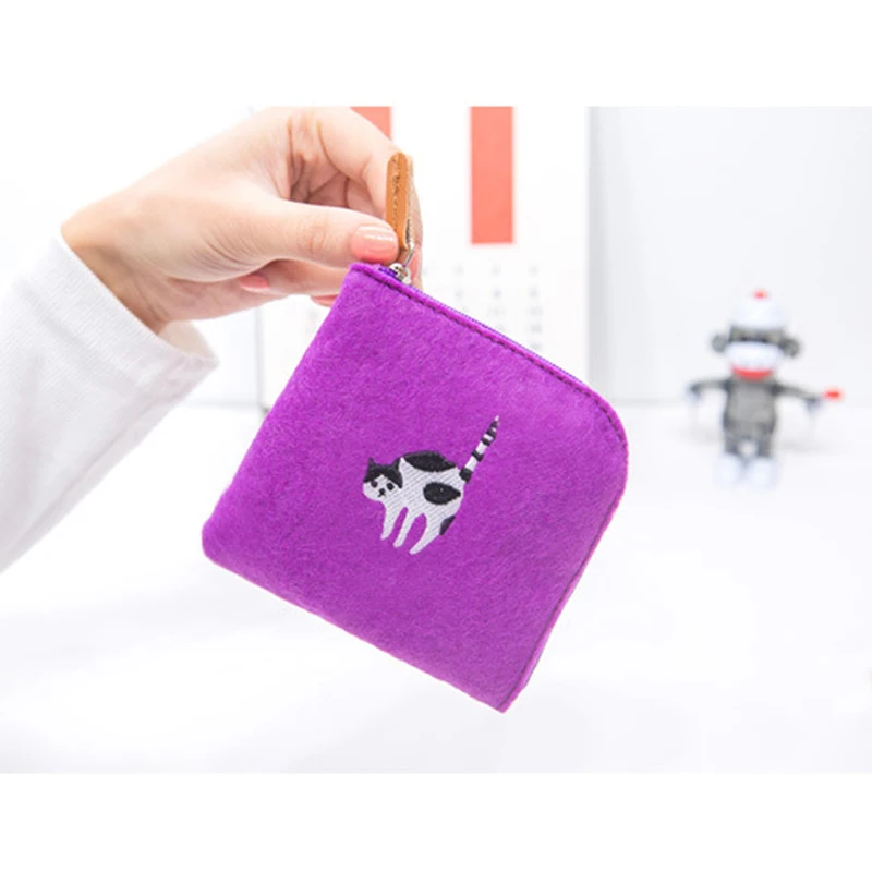 Lanzon لطيف الحيوان التطريز محفظة نسائية للعملات المعدنية بسيطة غير المنسوجة النسيج صغيرة محفظة المرأة البسيطة حقيبة التخزين البريدي جولة الم...
