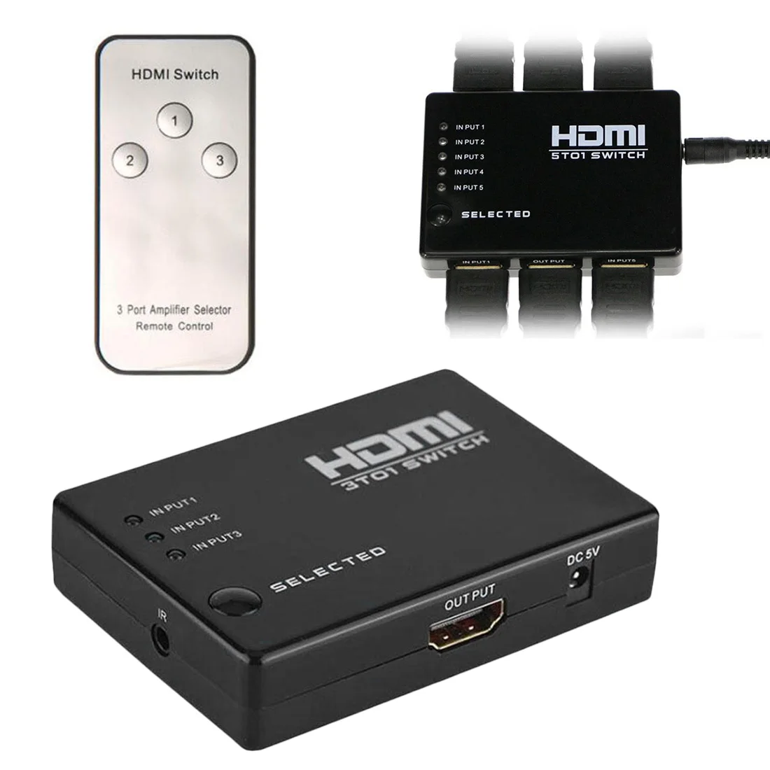 Kebidumei мини-разветвитель hdmi 3 Порты и разъёмы концентратор Box автоматический переключатель с удаленным Управление Выход Переключатель hdmi 3D