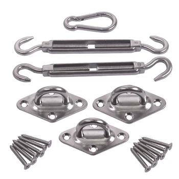 

304 Stainless Steel 8-inch Square Shade Sail Hardware Kit for Sun Shade Sail Installation Super Heavy Duty 6 Pieces with Screws