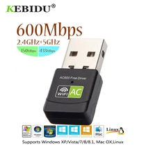 Kebidu – adaptateur Wifi USB 600Mbps, récepteur sans fil 2.4 + 5 Ghz, pilote gratuit, carte réseau 802.11n/g/b pour PC, vente en gros