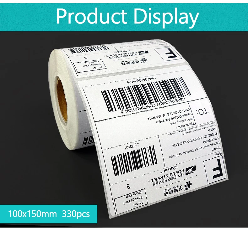 4x6 Inches Shipping Lable Thermal Paper 100X150MM 330 PCS Adhesive Stickers use for Thermal Shipping Printer