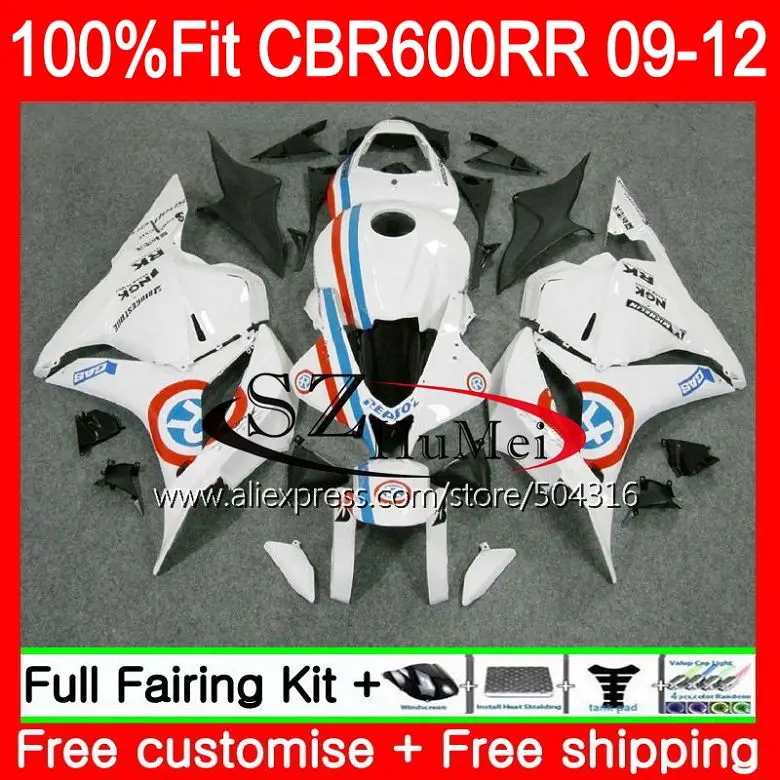Литые изделия для Honda CBR600RR CBR 600RR в продаже белый 600F5 53SH7 CBR 600 RR F5 09, 10, 11, 12, CBR600 RR 2009 2010 2011 2012 обтекатель
