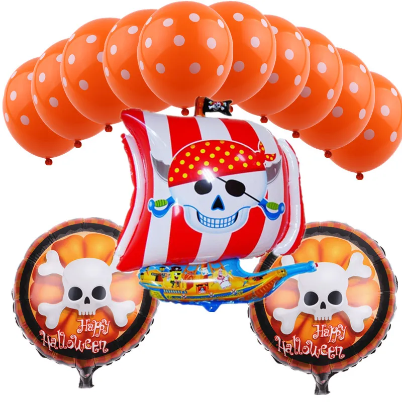 

XXPWJ New 13 pieces Pirate ship Halloween aluminum balloon party layout decorative balloon wholesale X-024