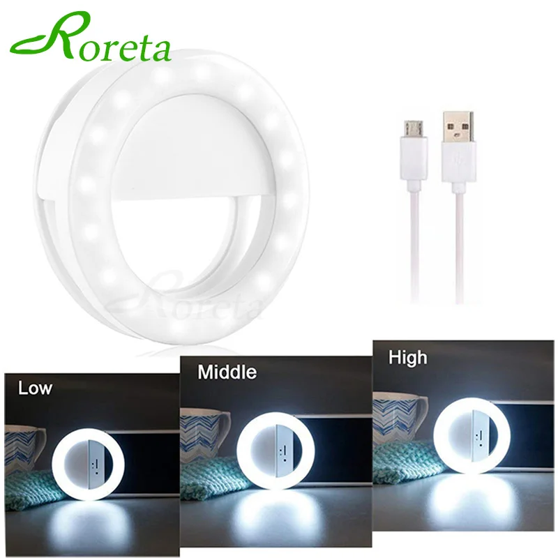 

Roreta New USB Charge LED Lamps Selfie Light For Iphone Ring Light Night Selfie Ring Light Enhancing Photography For Smartphone