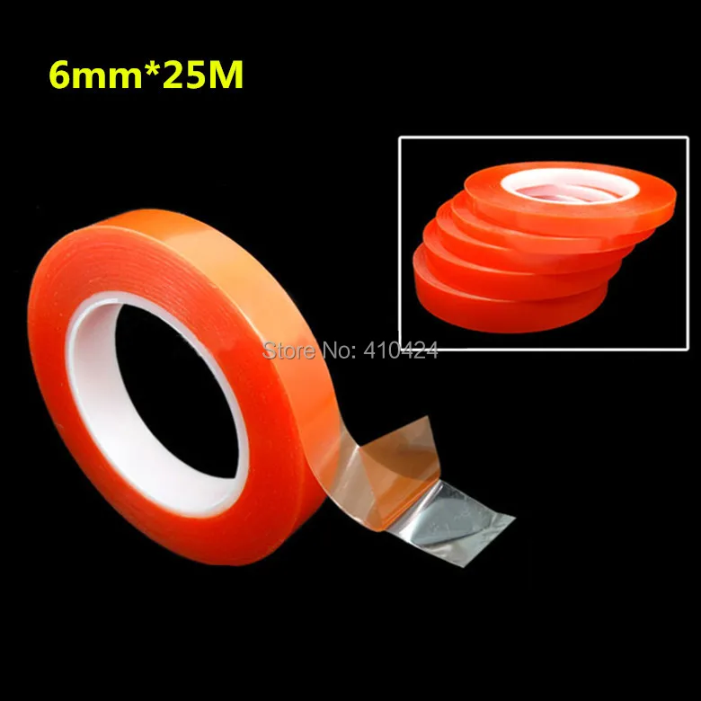 

6mm*25M Strong Clear Double Sided Adhesive Tape with Red Film for Phone Screen Battery